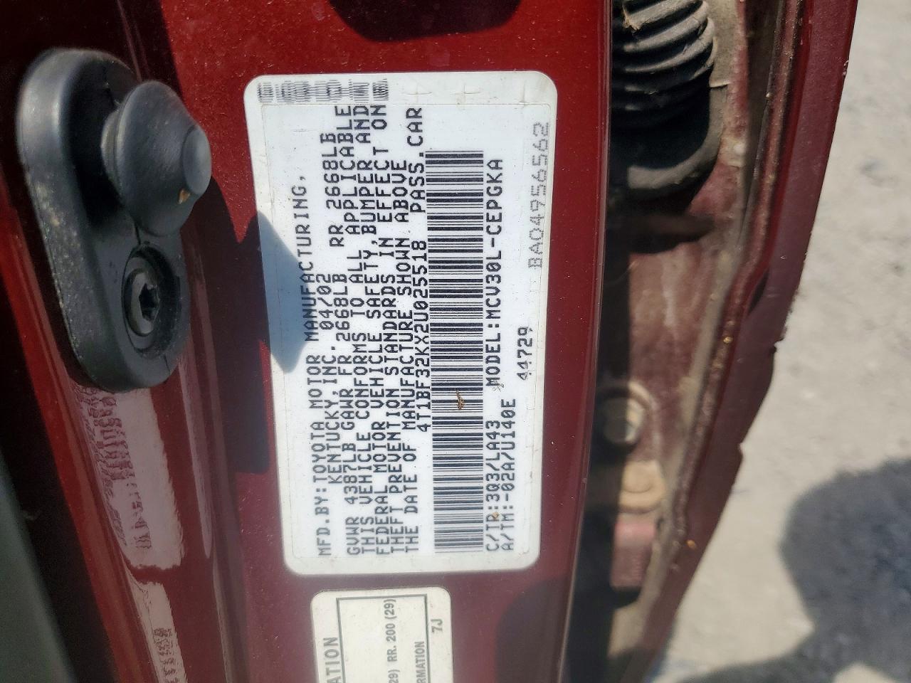 2002 TOYOTA CAMRY