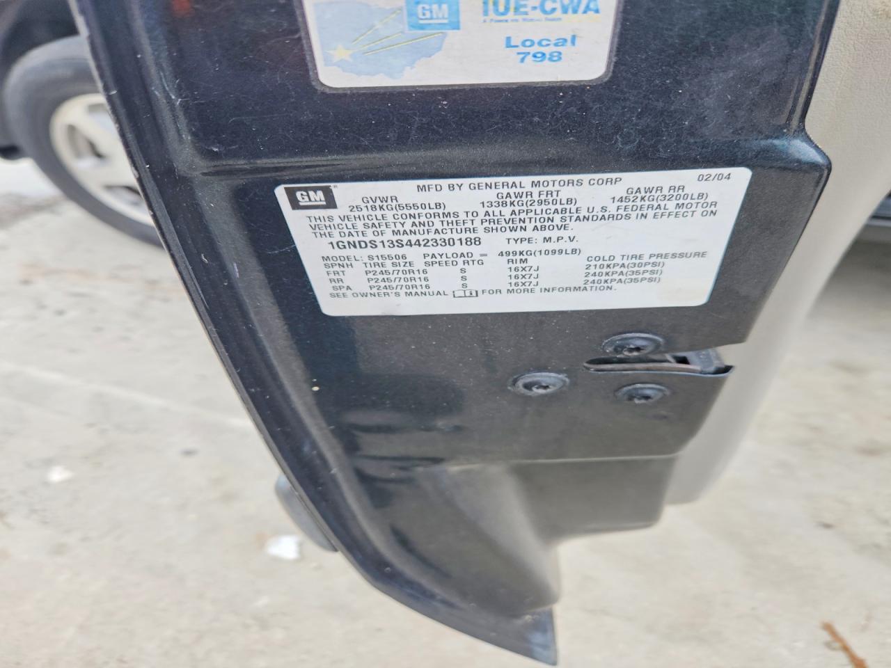 2004 CHEVROLET TRAILBLZR