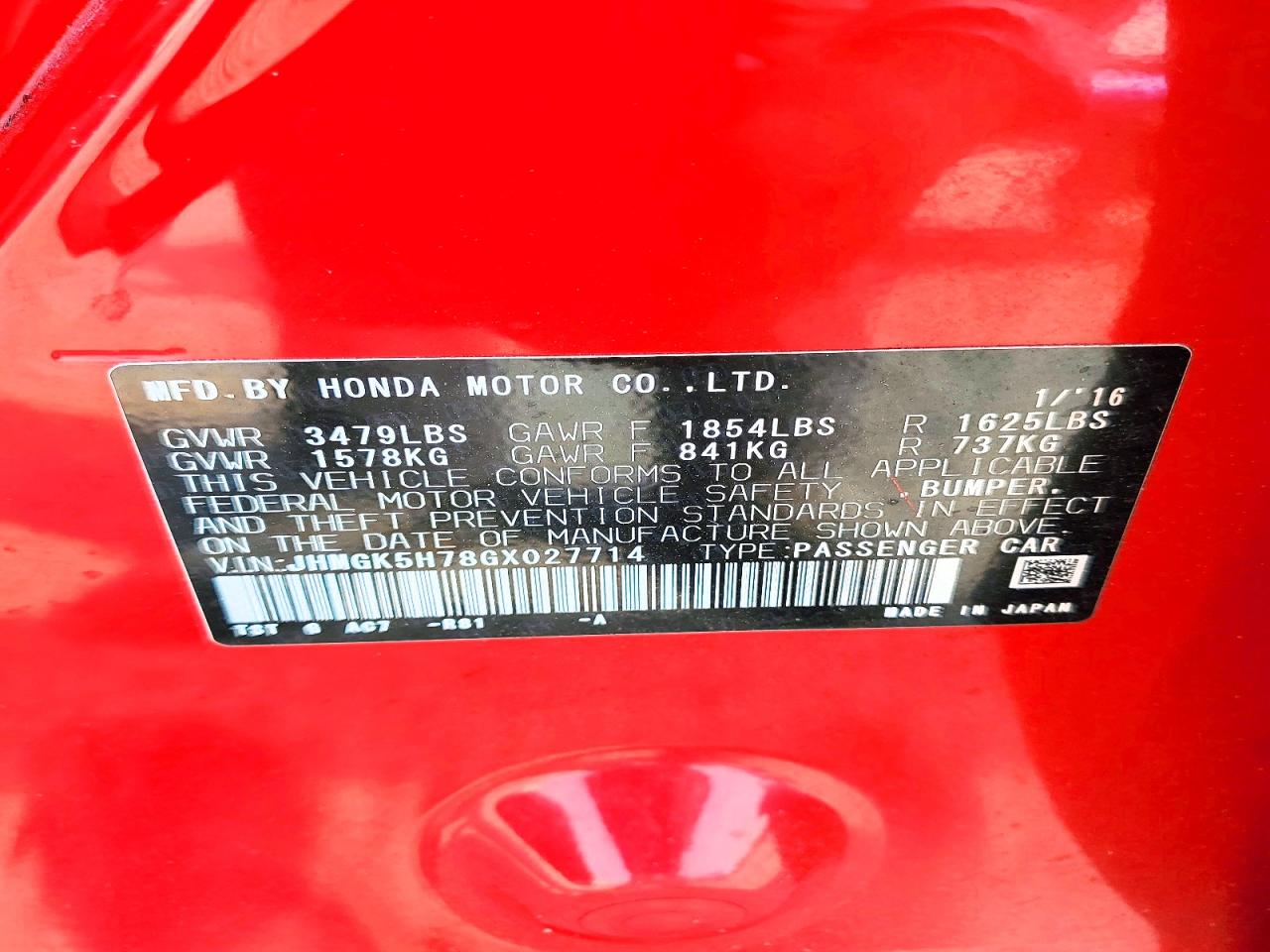 2016 HONDA FIT