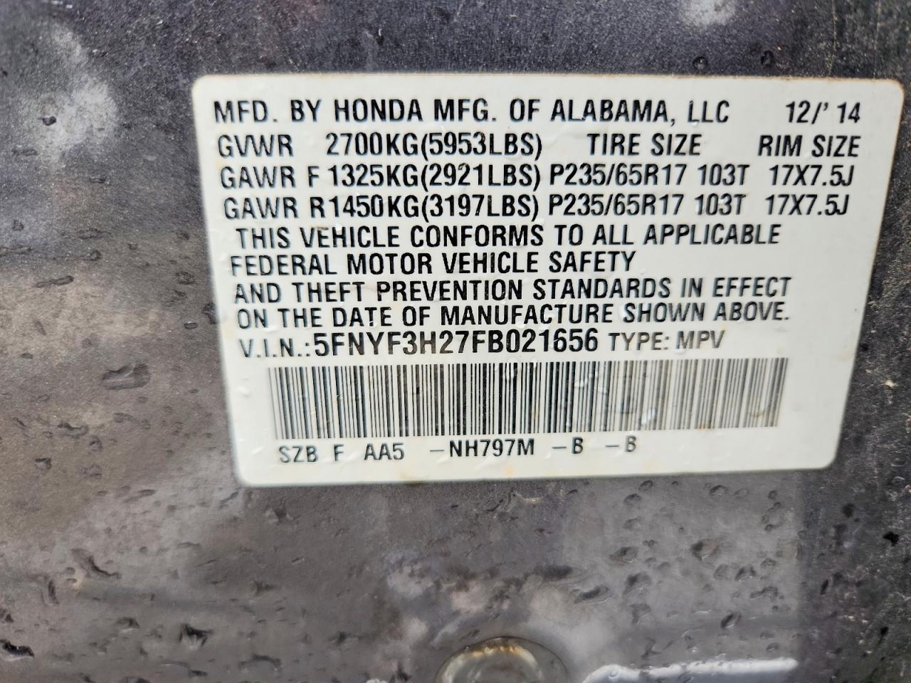 2015 HONDA PILOT