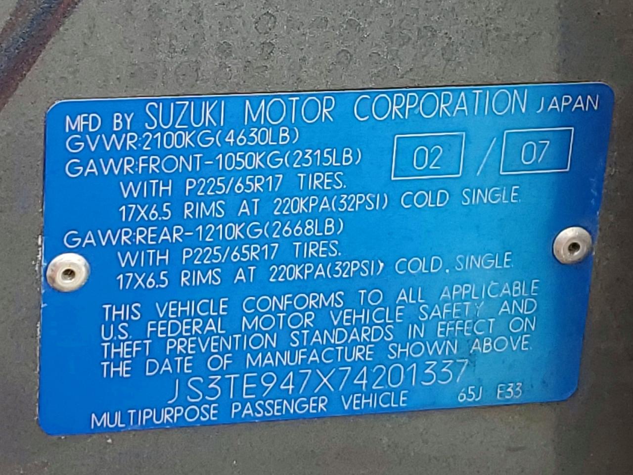 2007 SUZUKI GR VITARA