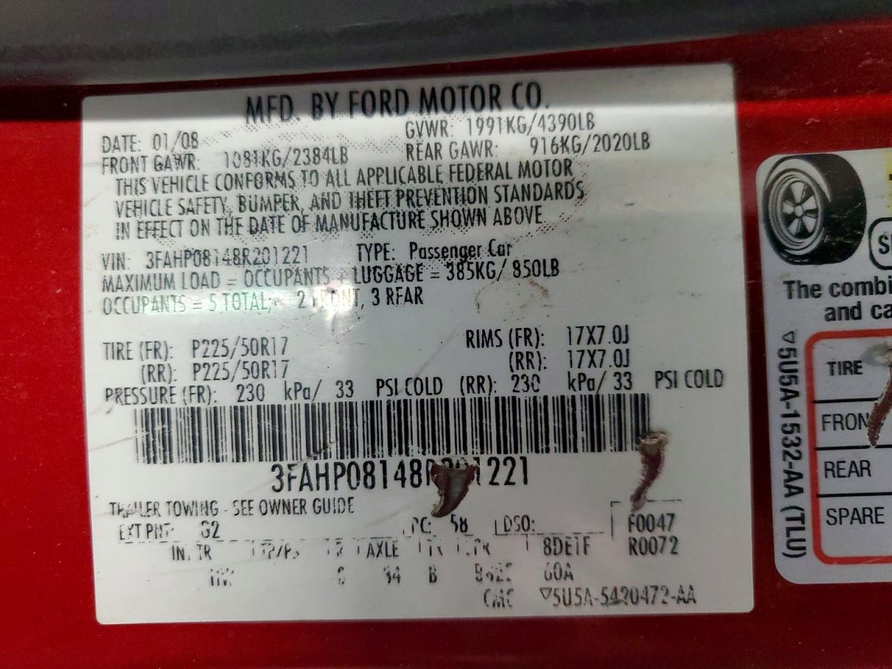 2008 FORD FUSION