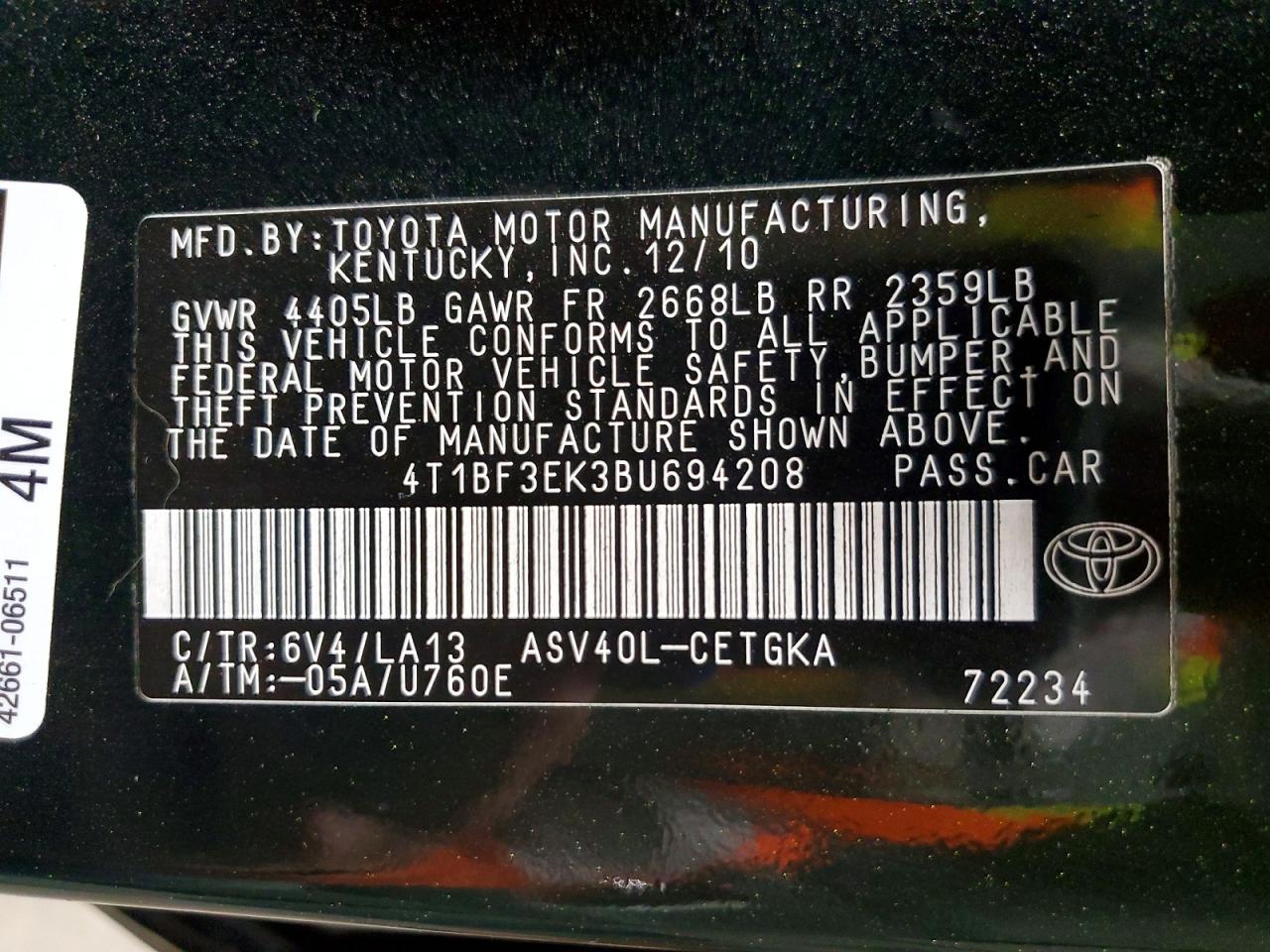 2011 TOYOTA CAMRY