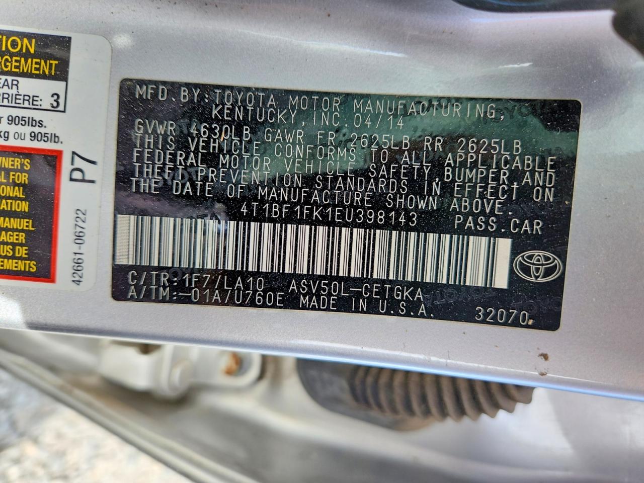 2014 TOYOTA CAMRY
