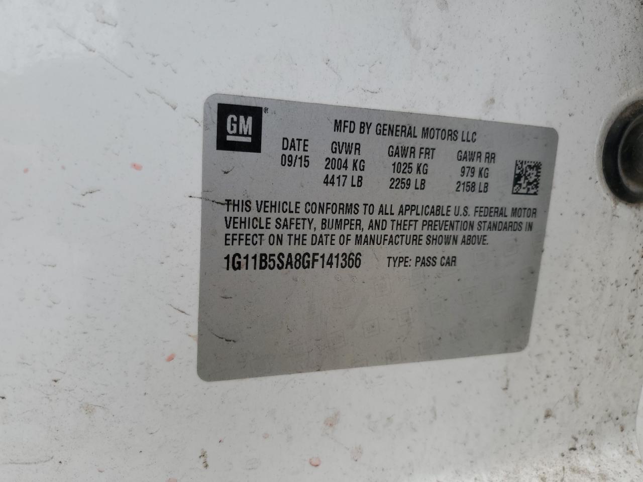 2016 CHEVROLET MALIBU