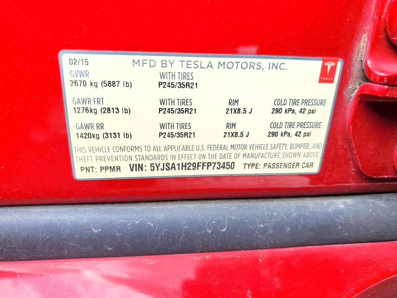 2015 TESLA MODEL S