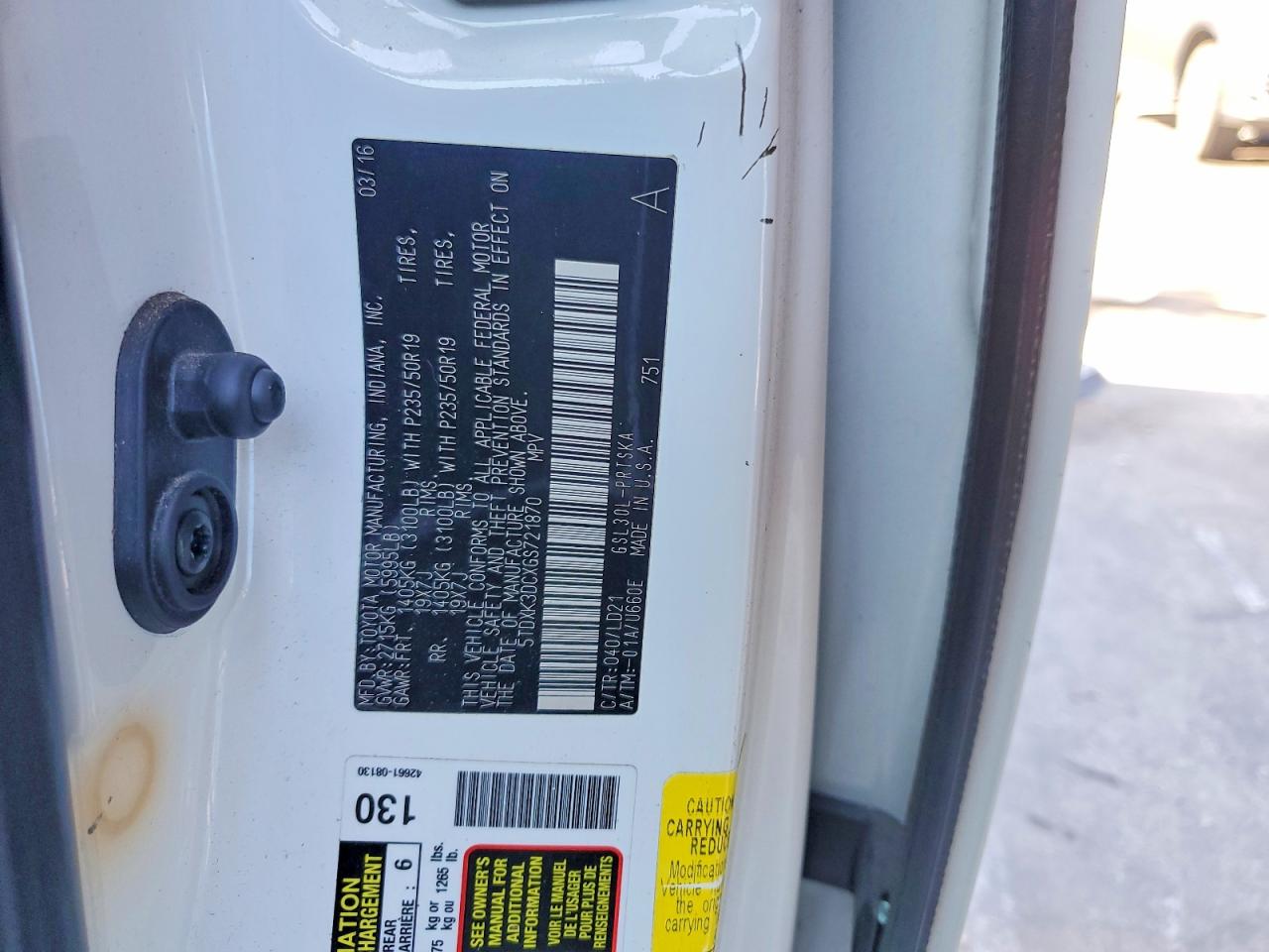 2016 TOYOTA SIENNA