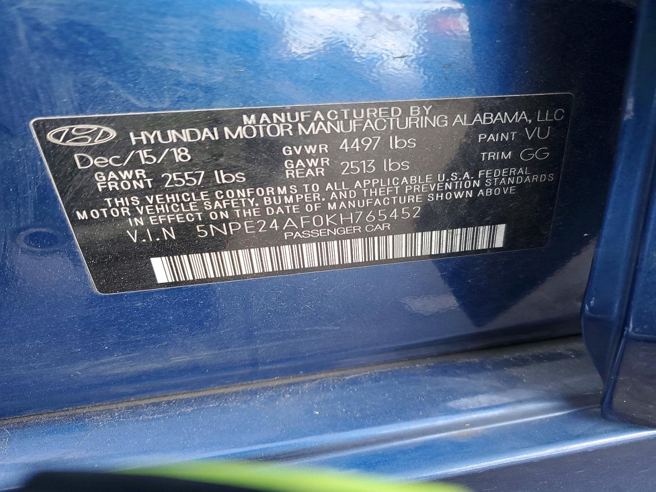 2019 HYUNDAI SONATA