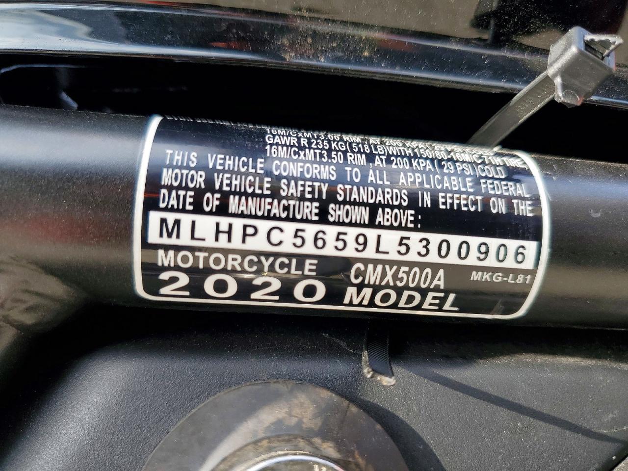 2020 HONDA CM CYCLE