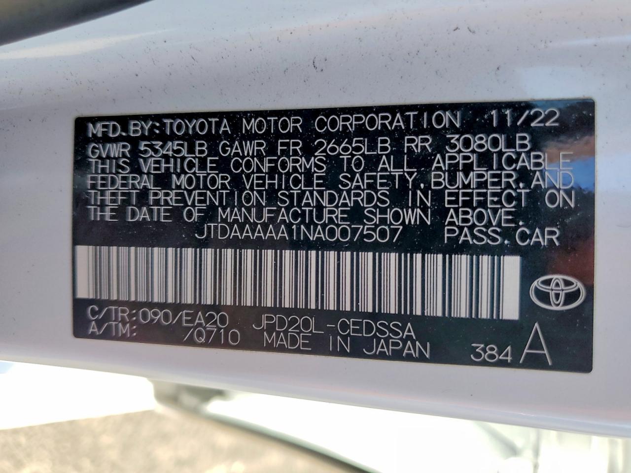 2022 TOYOTA MIRAI