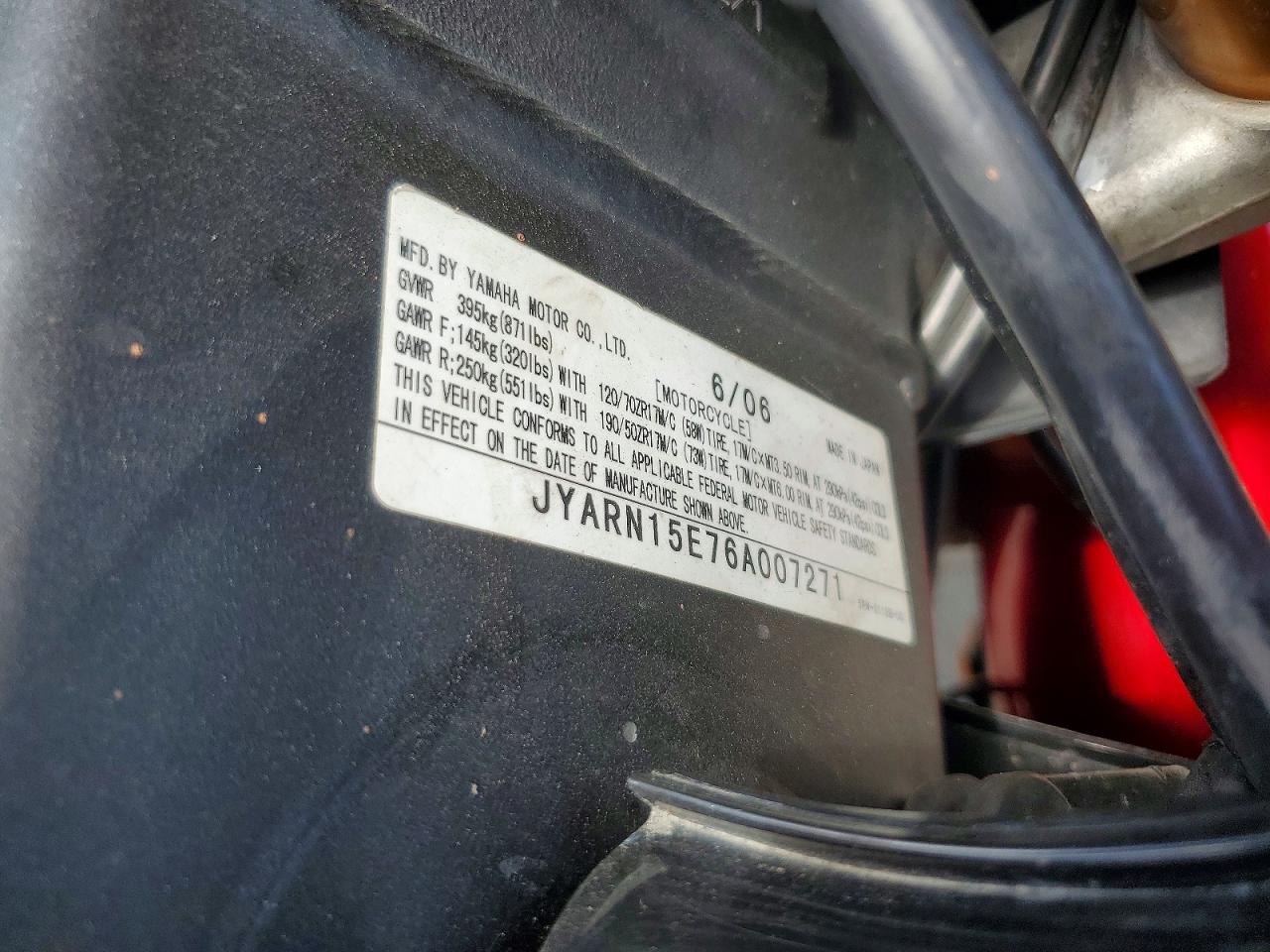 2006 YAMAHA YZF1000