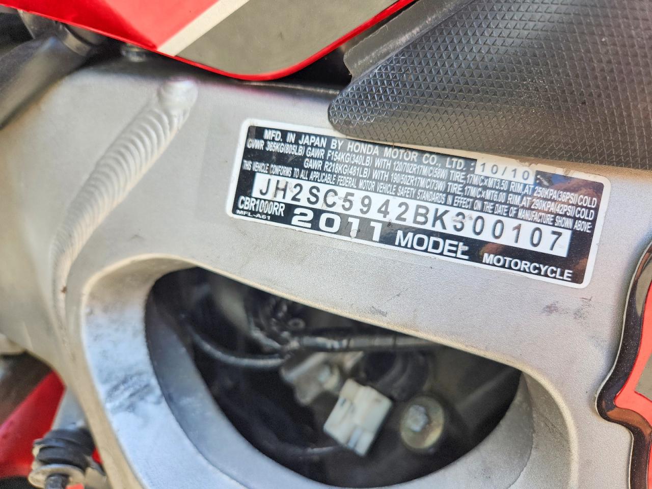 2011 HONDA CBR CYCLE