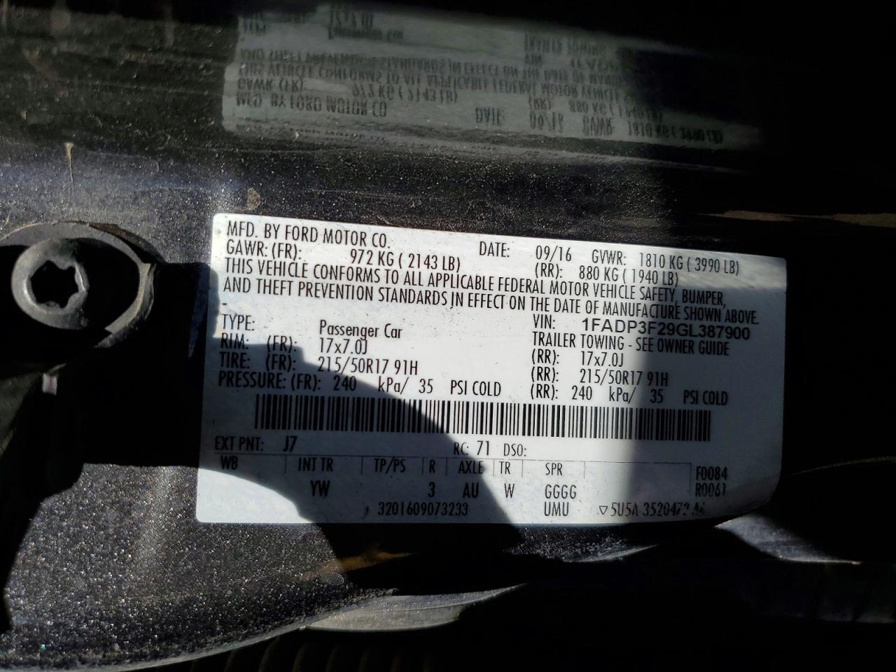 2016 FORD FOCUS