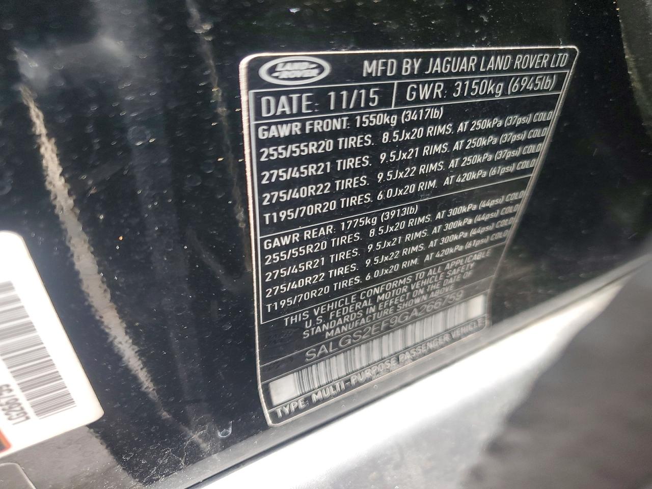 2016 LAND ROVER RANGEROVER