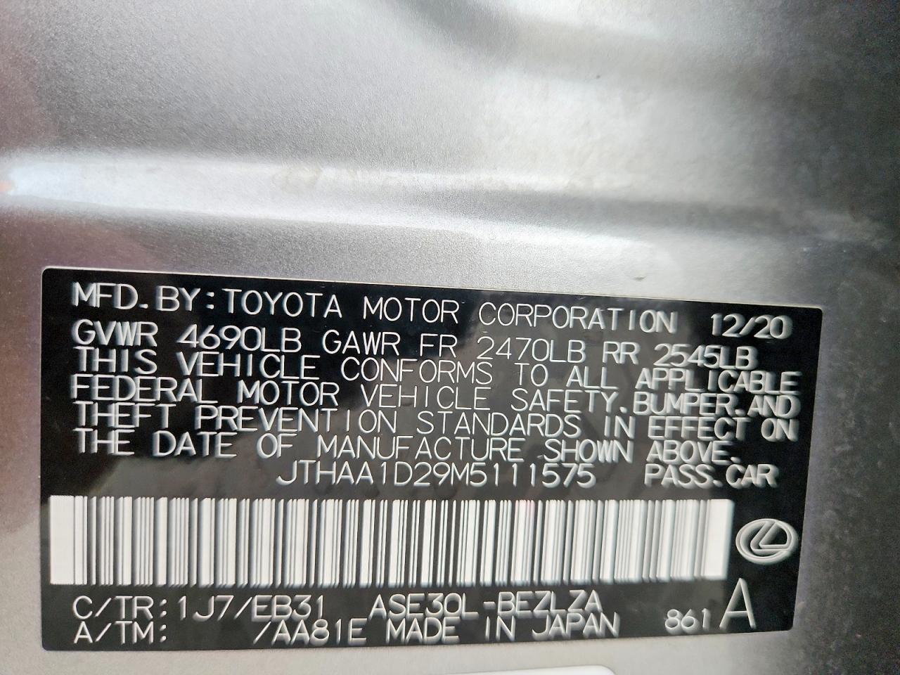 2021 LEXUS IS