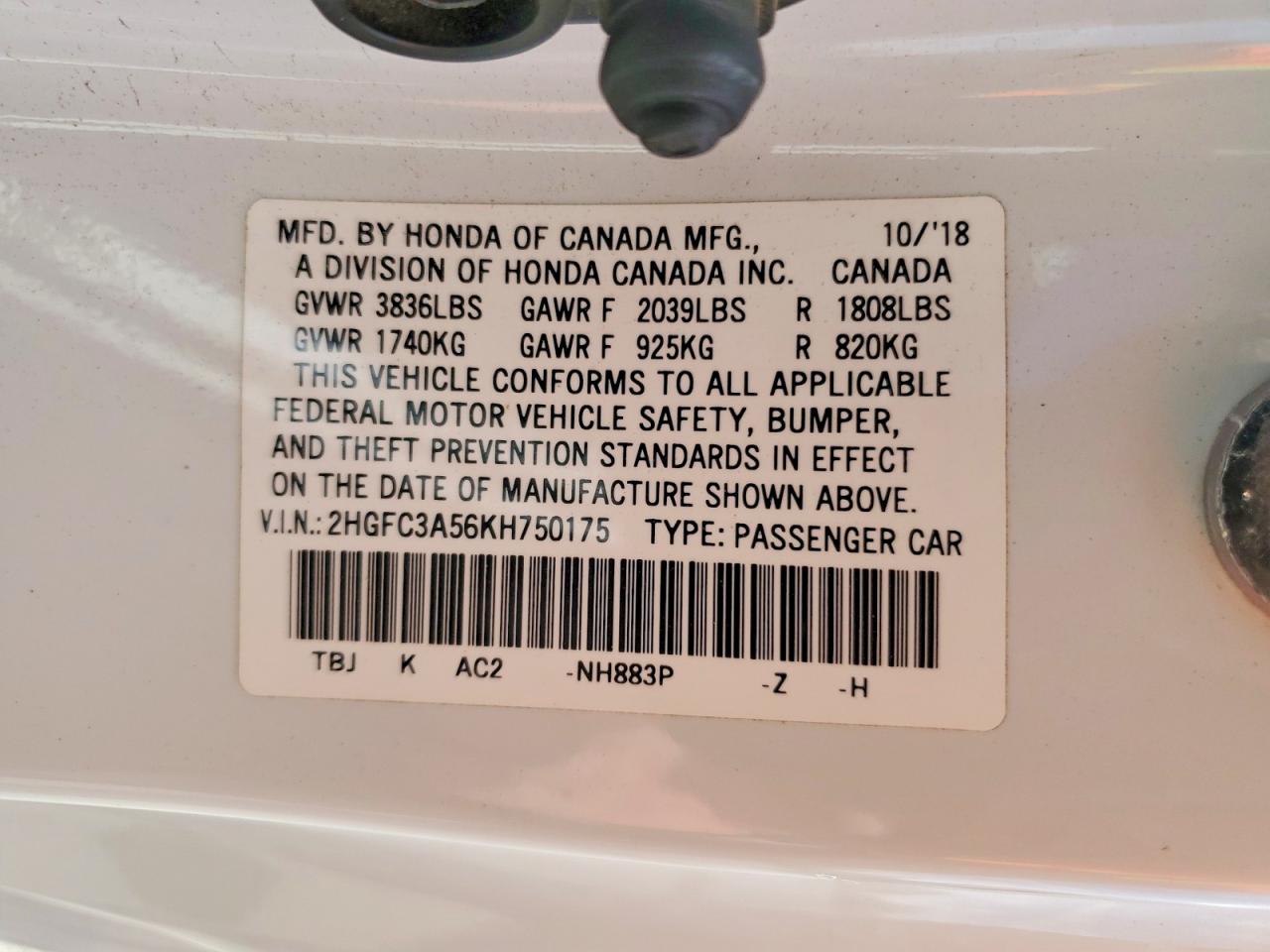 2019 HONDA CIVIC