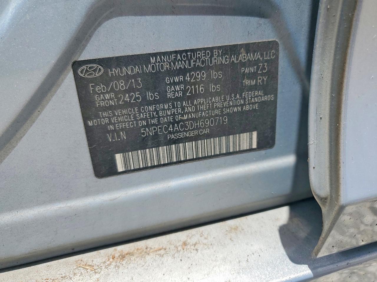 2013 HYUNDAI SONATA