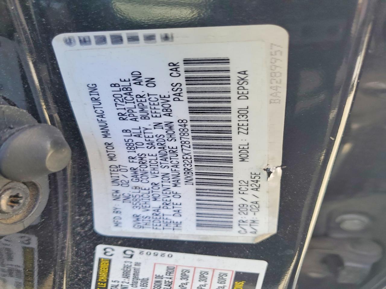 2007 TOYOTA COROLLA