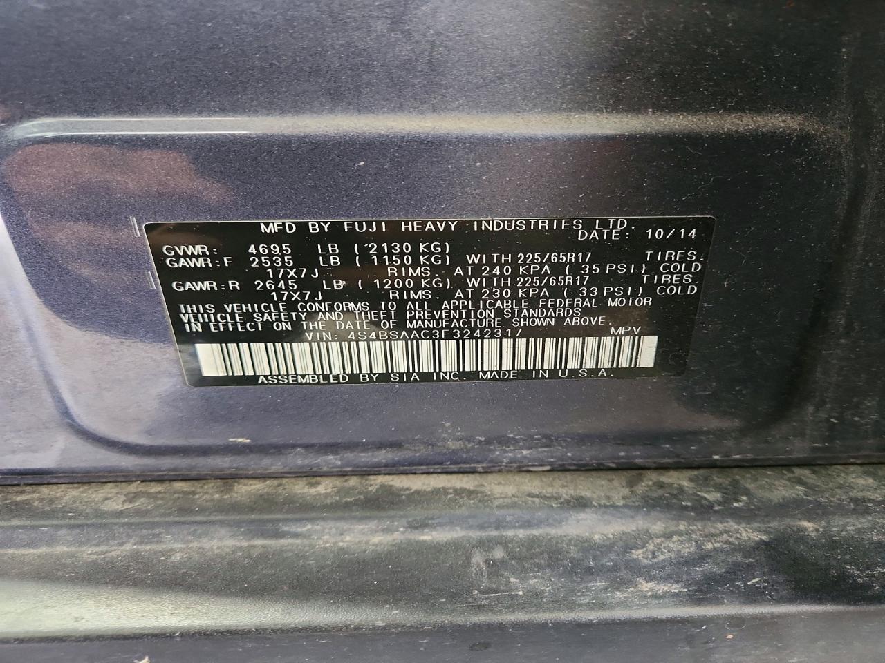 2015 SUBARU OUTBACK