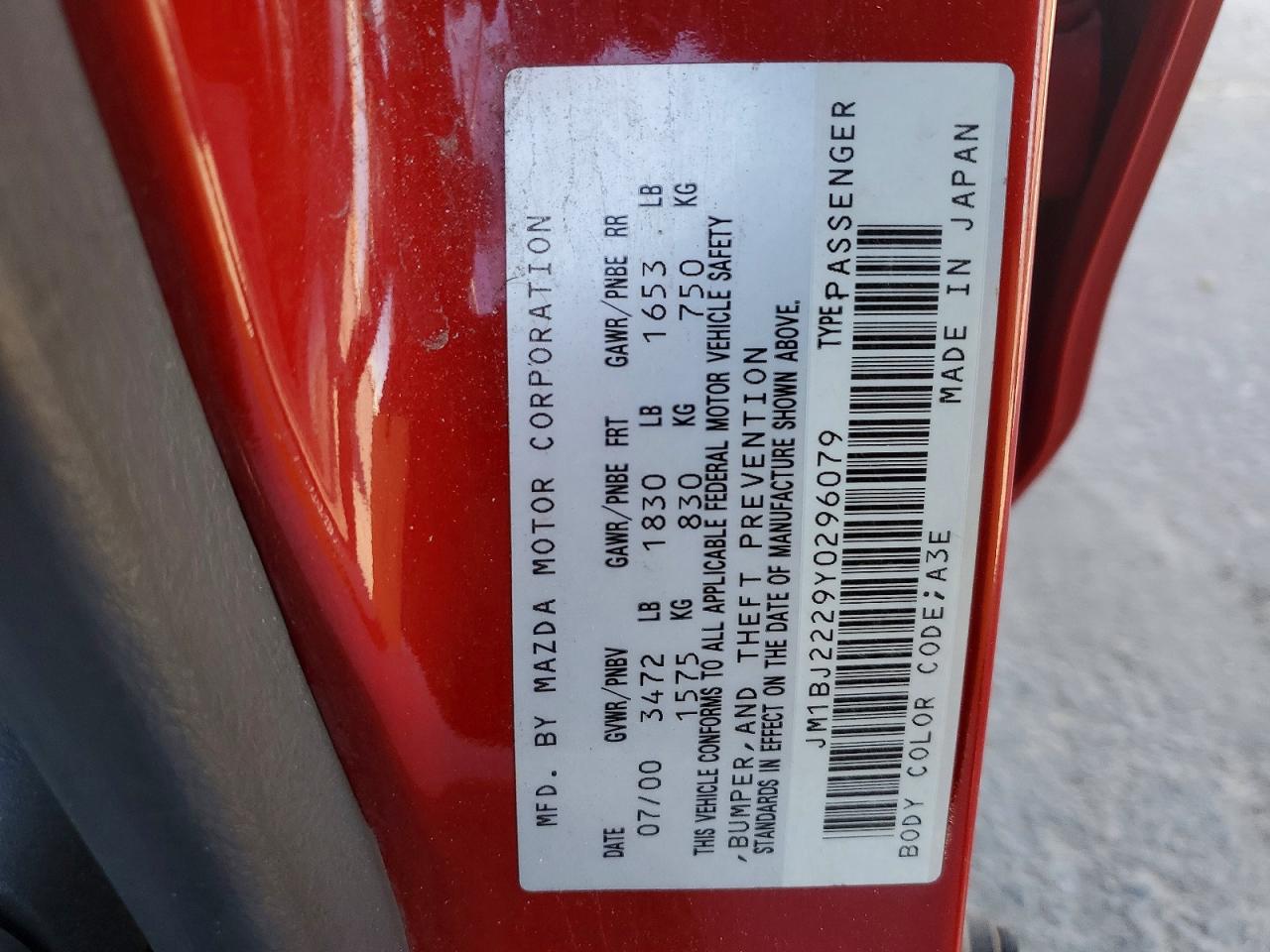 2000 MAZDA PROTEGE