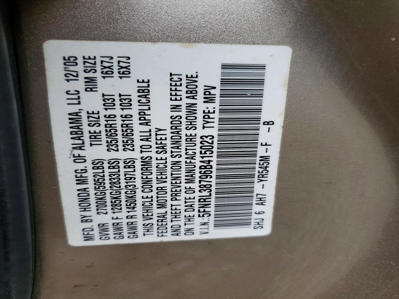 2006 HONDA ODYSSEY