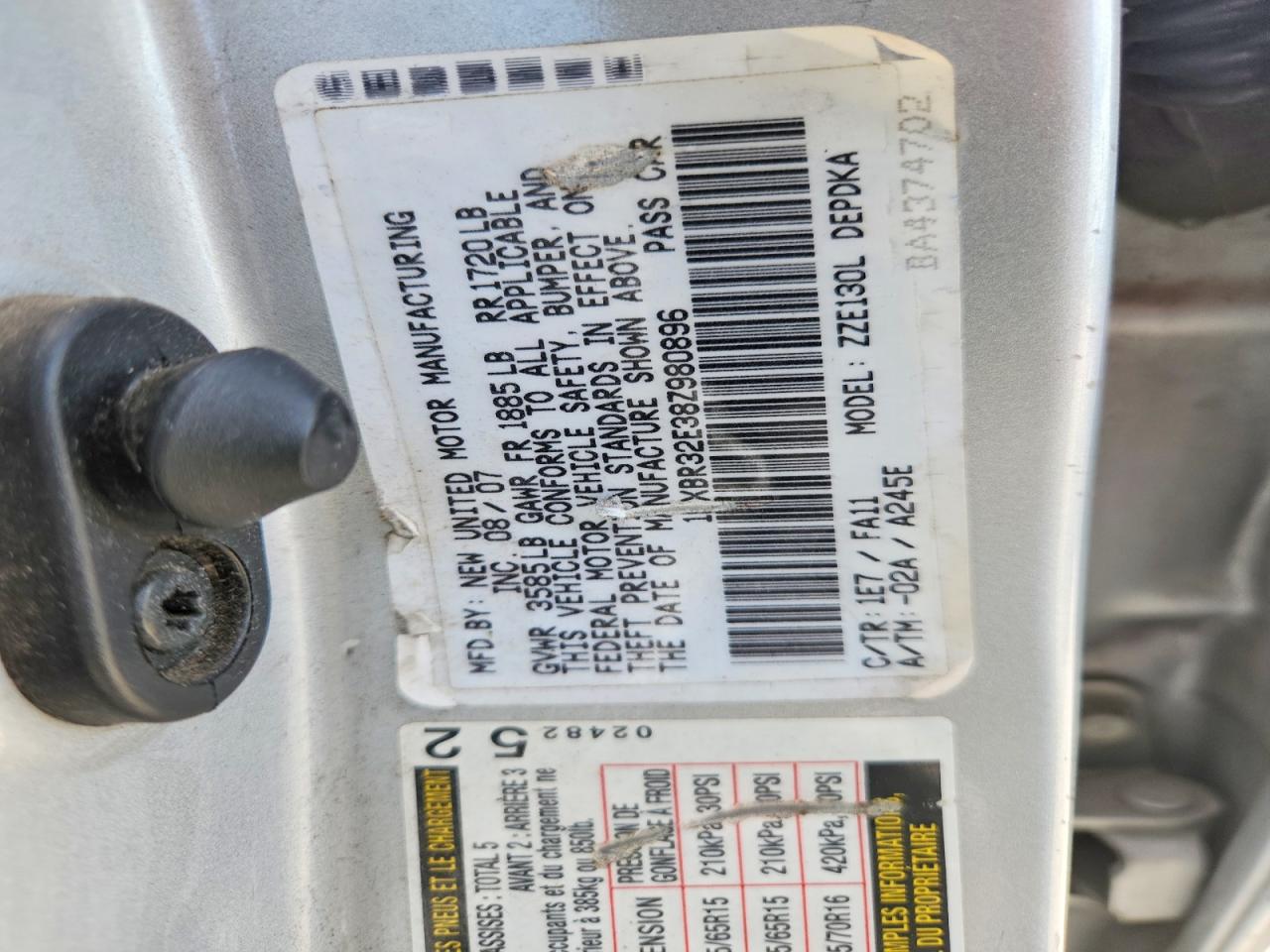 2008 TOYOTA COROLLA