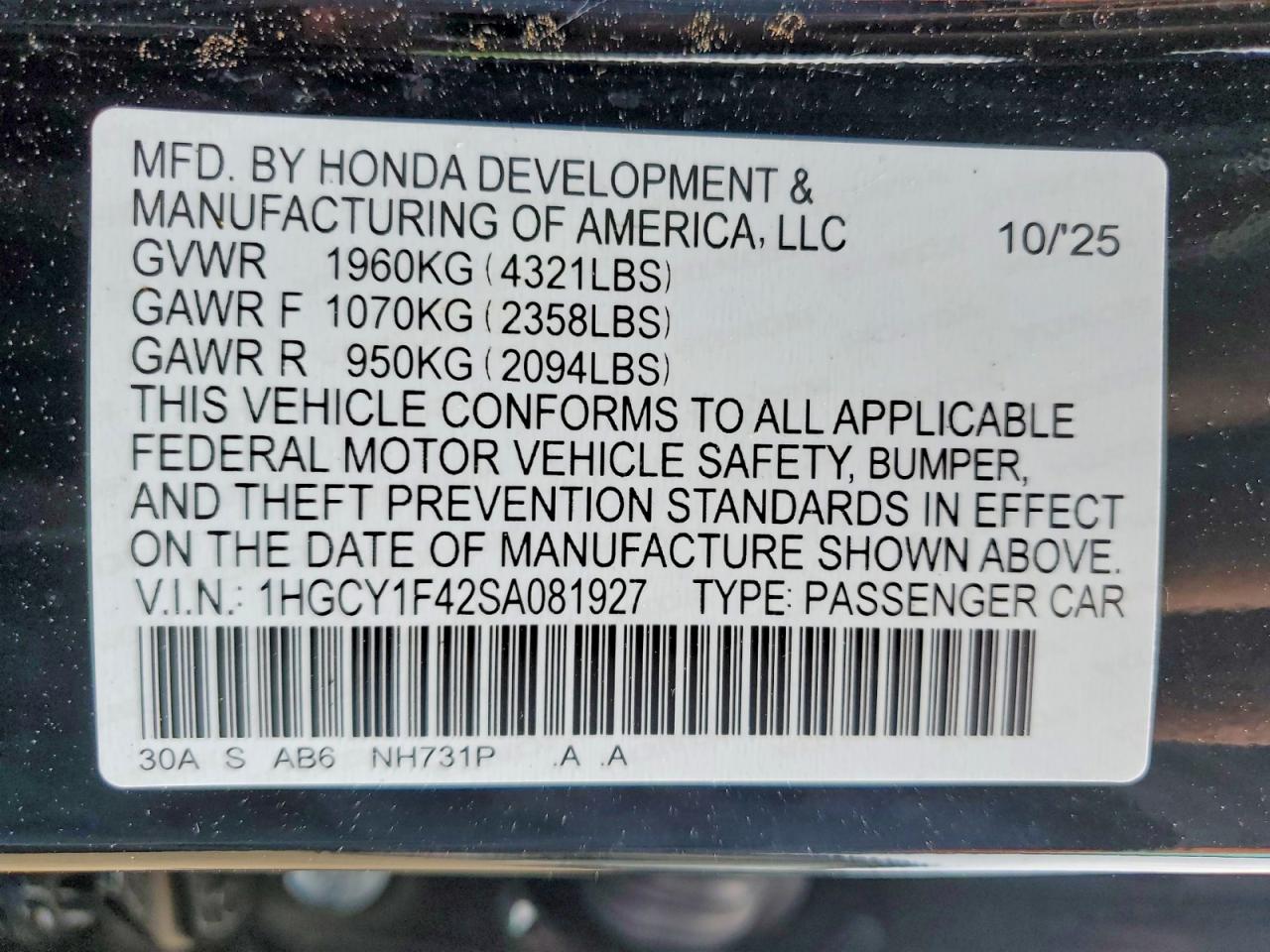2025 HONDA ACCORD
