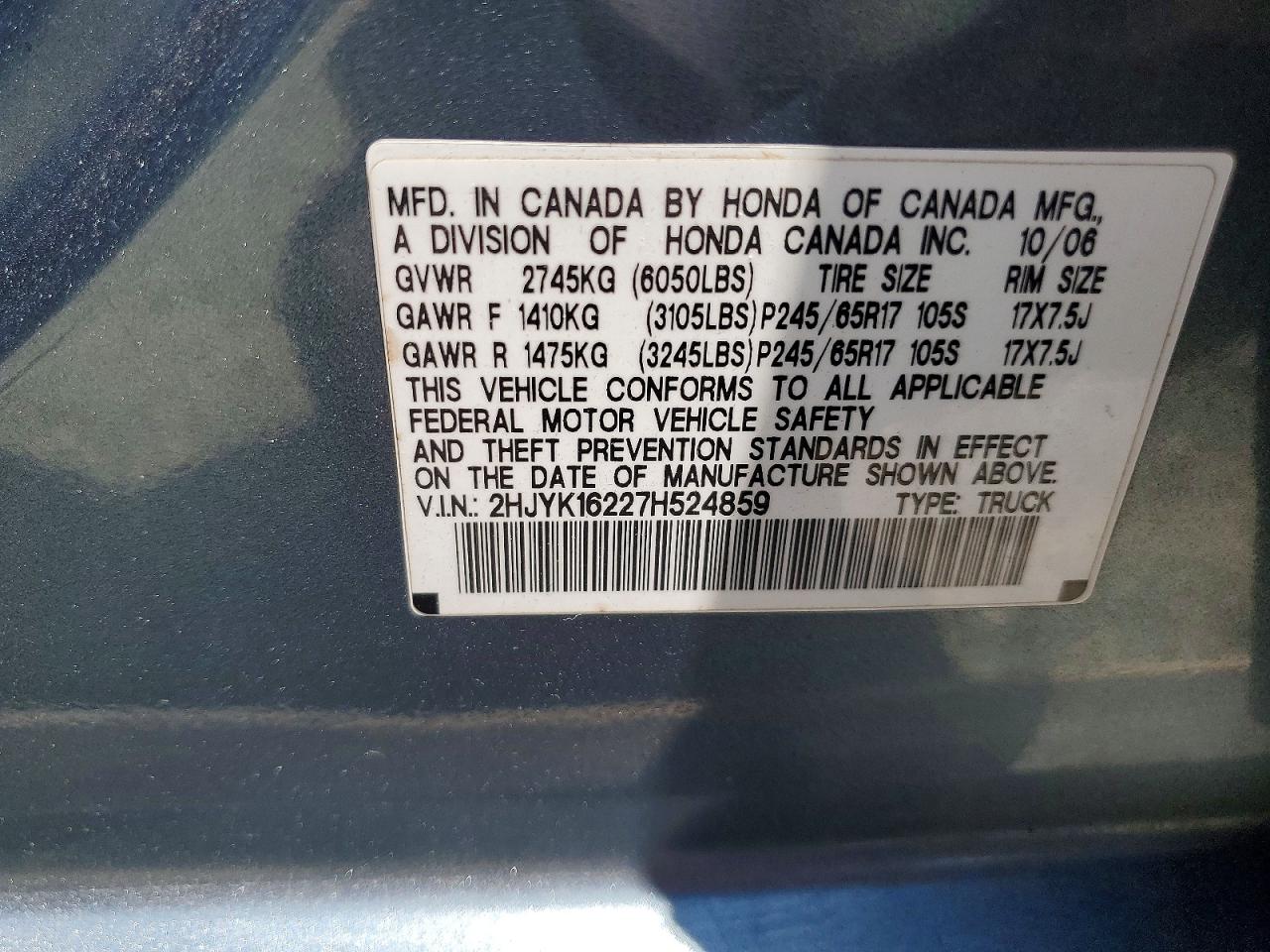 2007 HONDA RIDGELINE