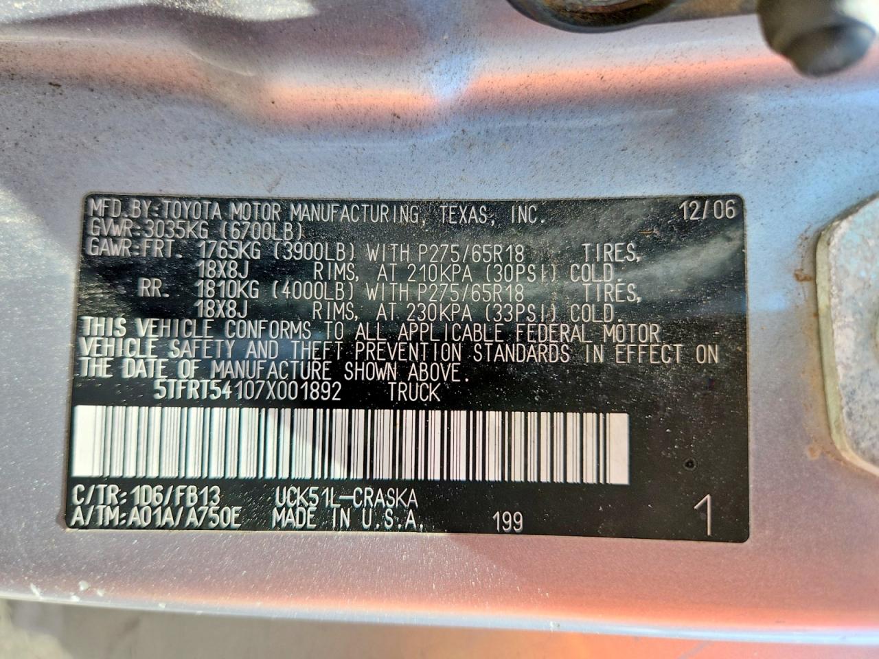 2007 TOYOTA TUNDRA