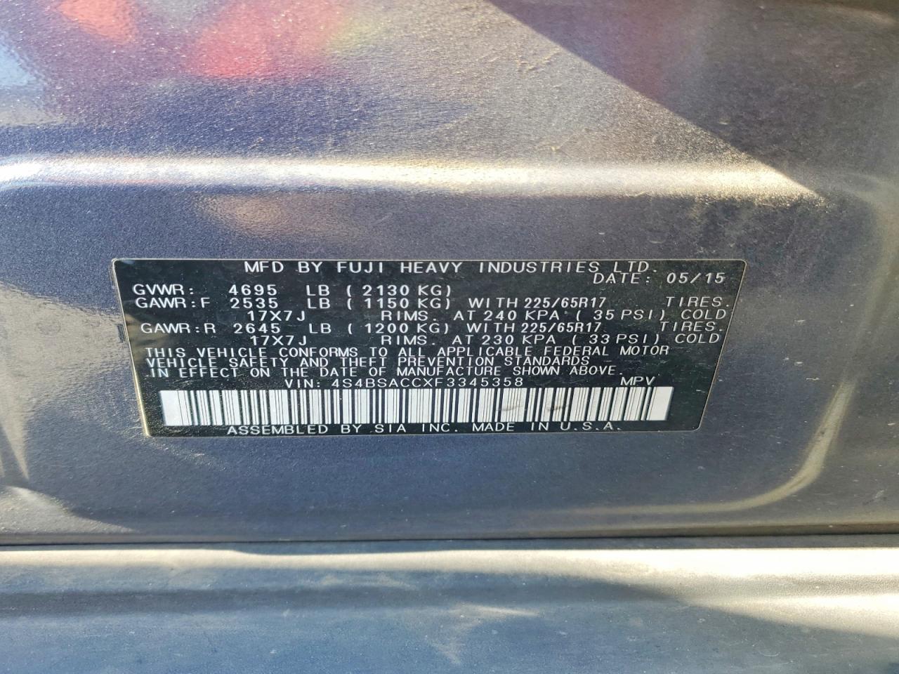 2015 SUBARU OUTBACK