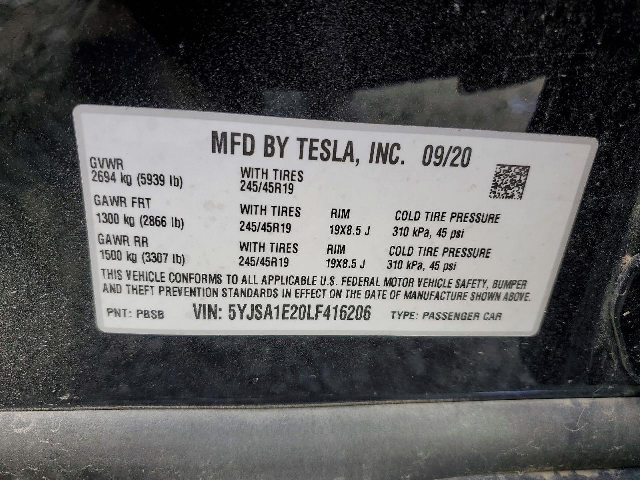 2020 TESLA MODEL S