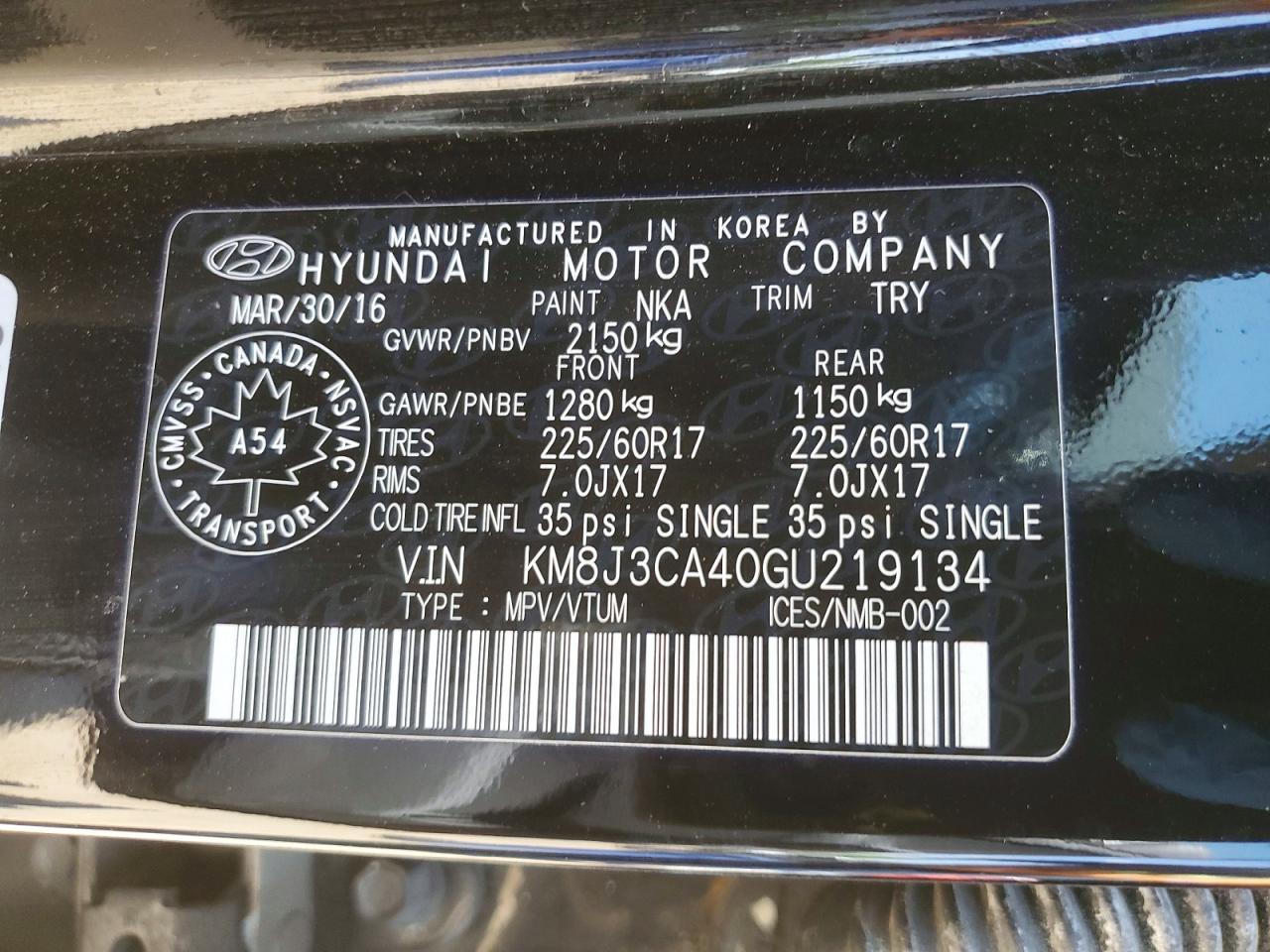 2016 HYUNDAI TUCSON