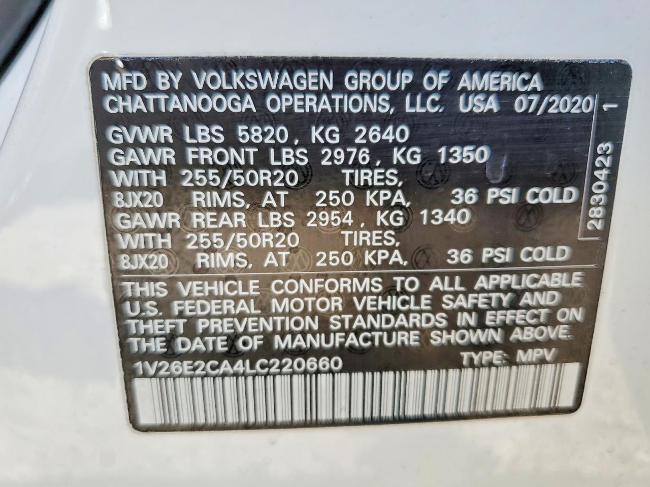 2020 VOLKSWAGEN ATLAS