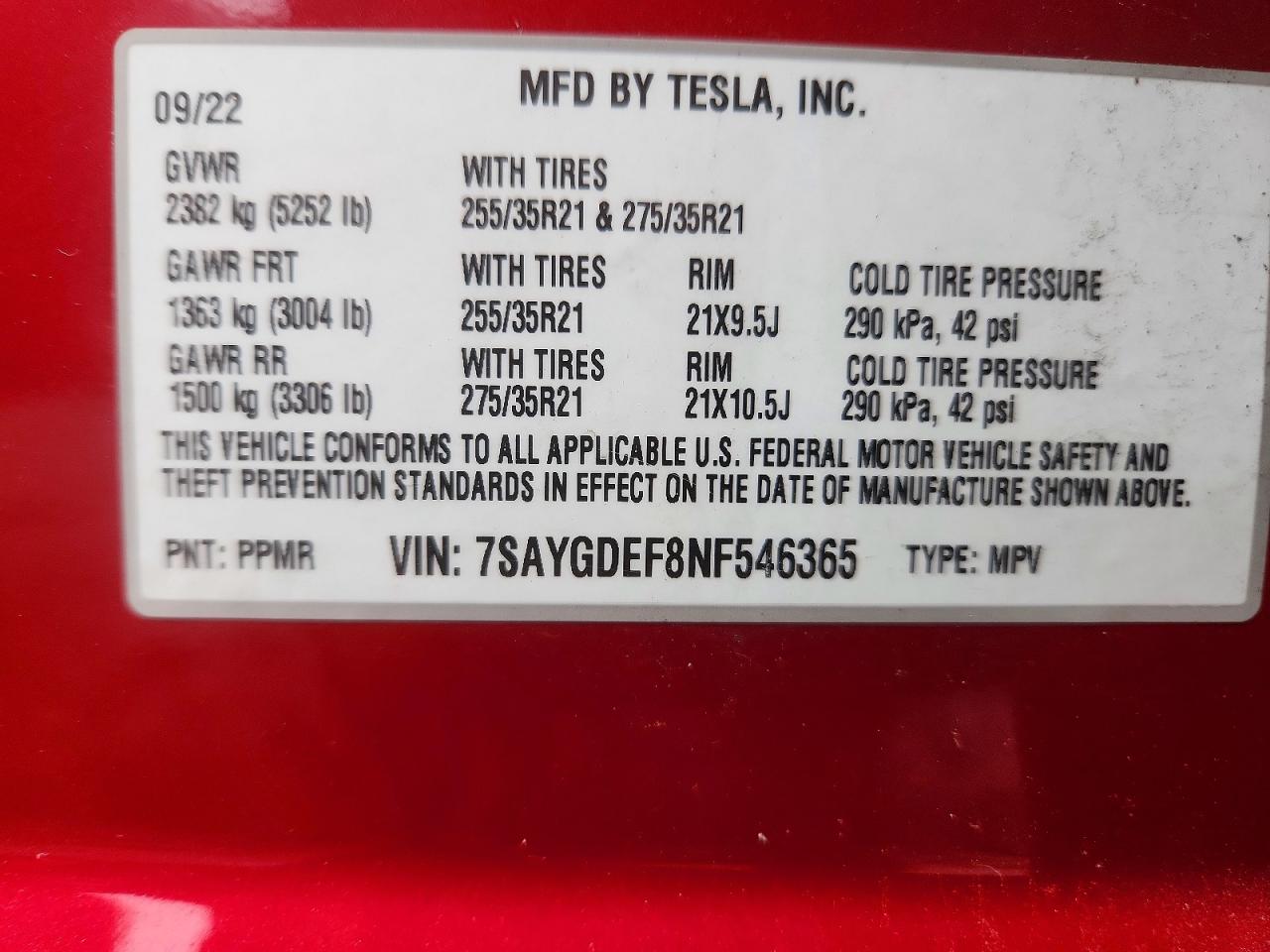 2022 TESLA MODEL Y