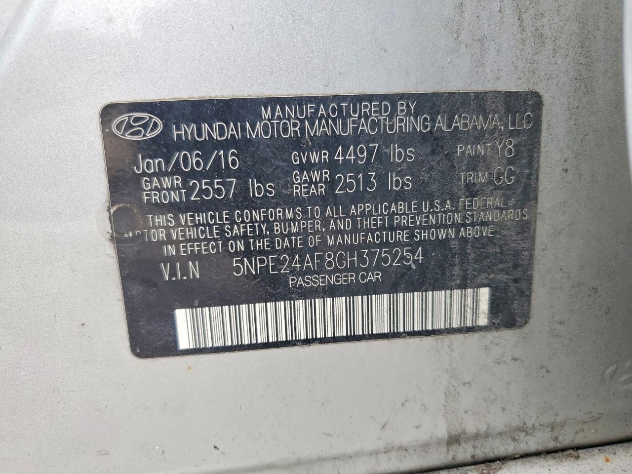 2016 HYUNDAI SONATA