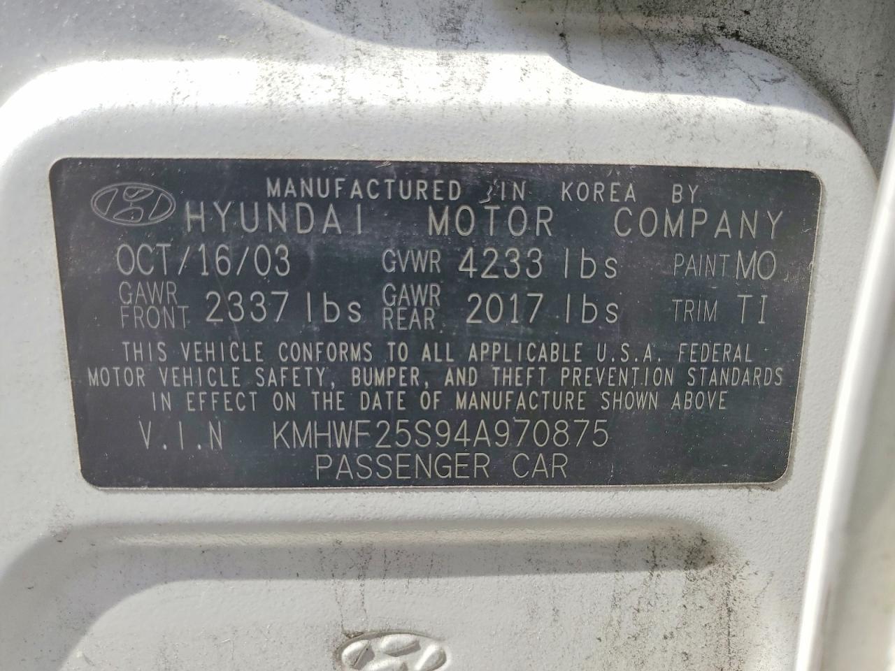 2004 HYUNDAI SONATA