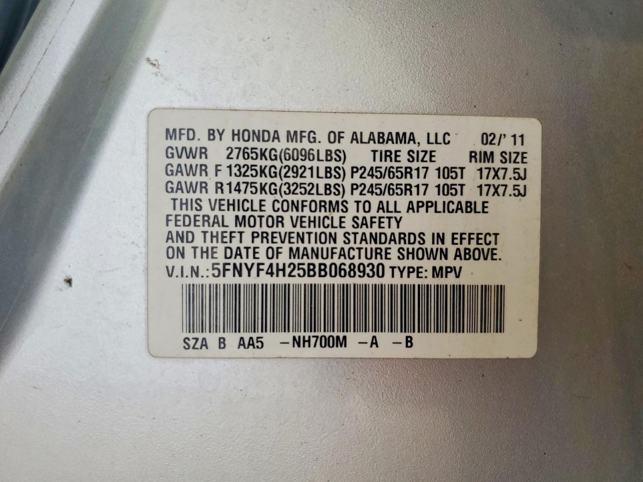 2011 HONDA PILOT