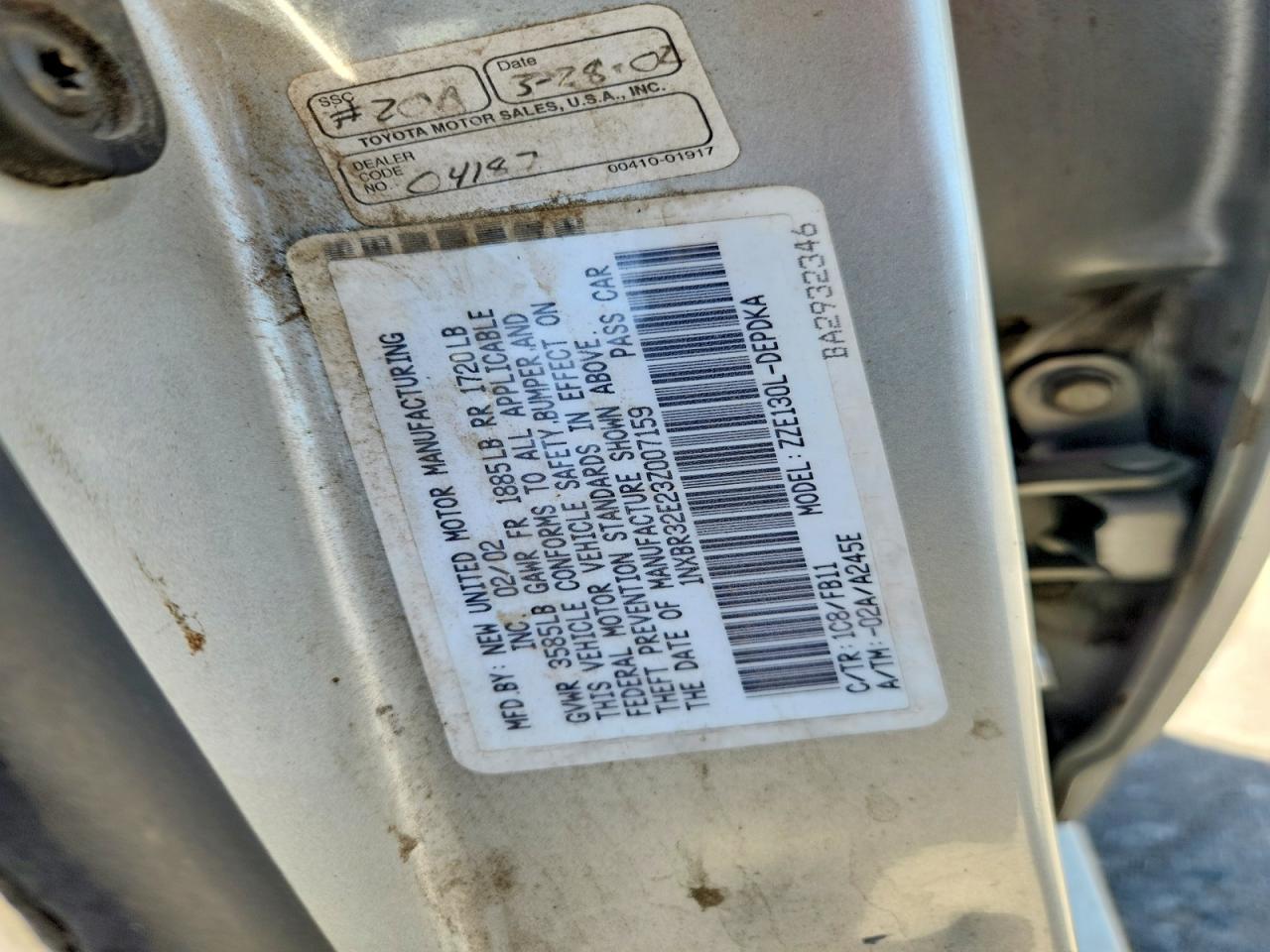 2003 TOYOTA COROLLA