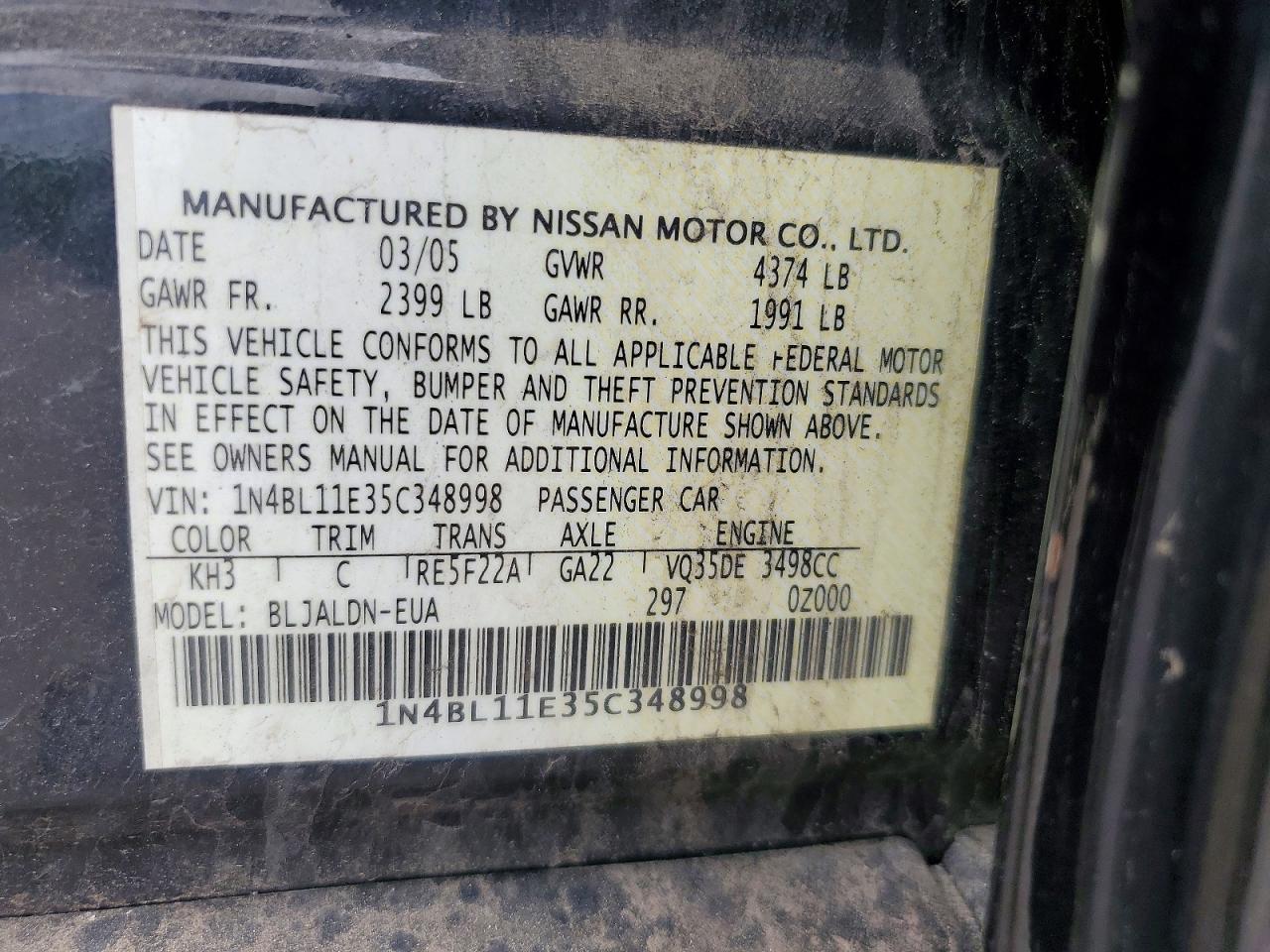 2005 NISSAN ALTIMA