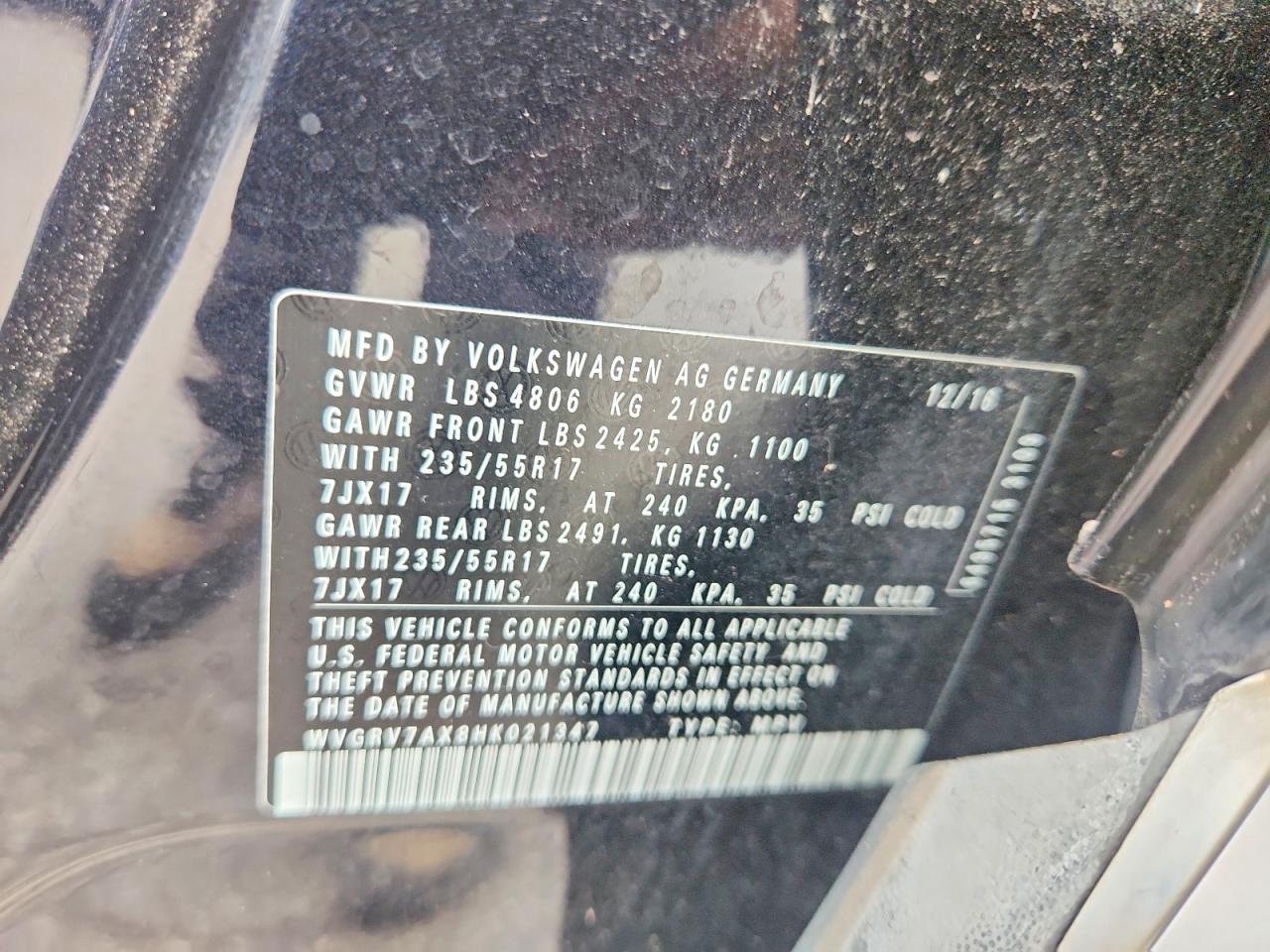 2017 VOLKSWAGEN TIGUAN