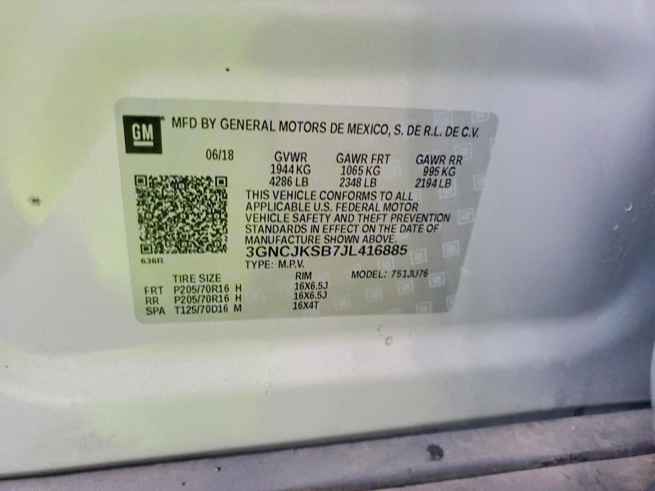 2018 CHEVROLET TRAX