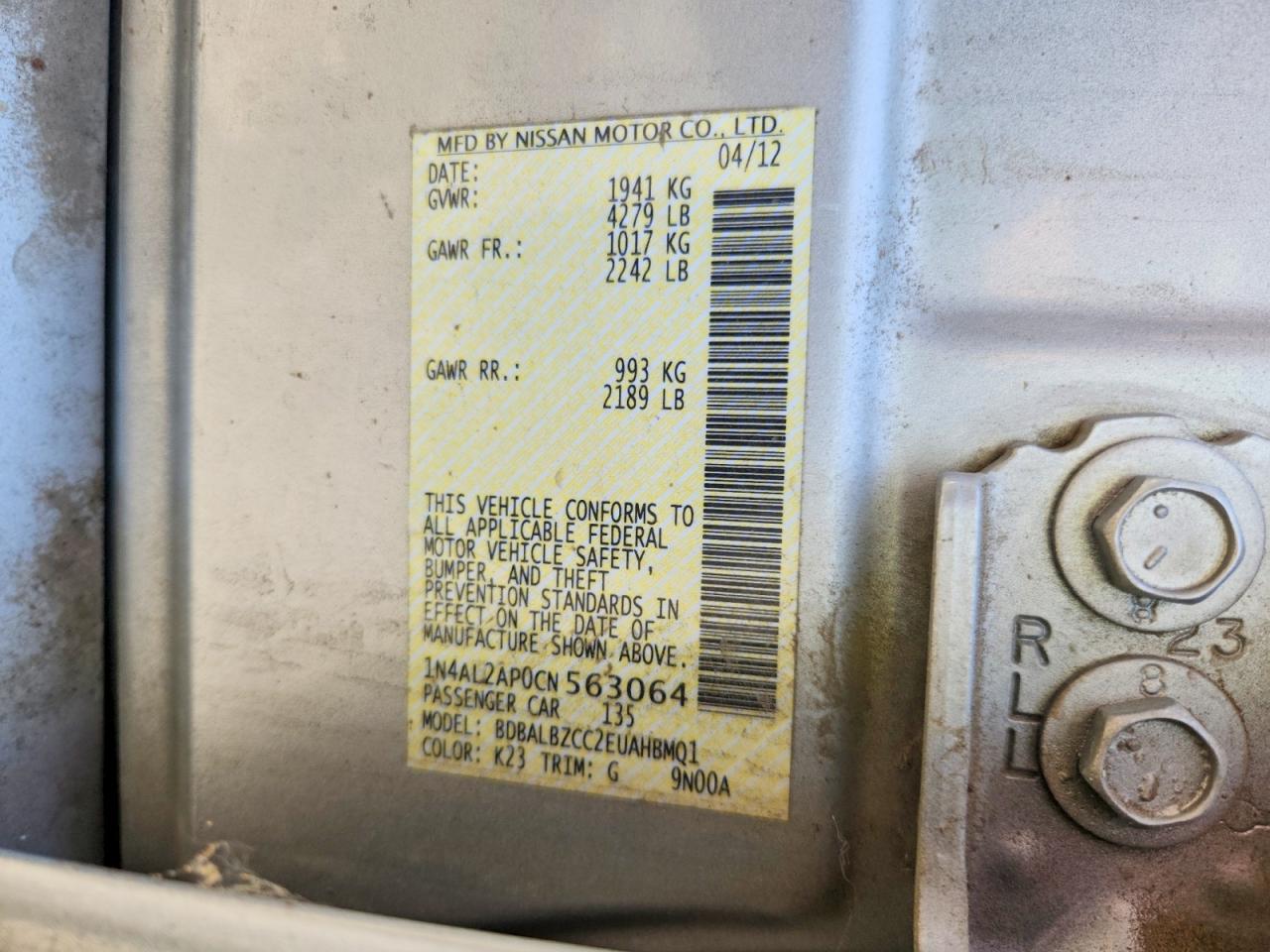 2012 NISSAN ALTIMA