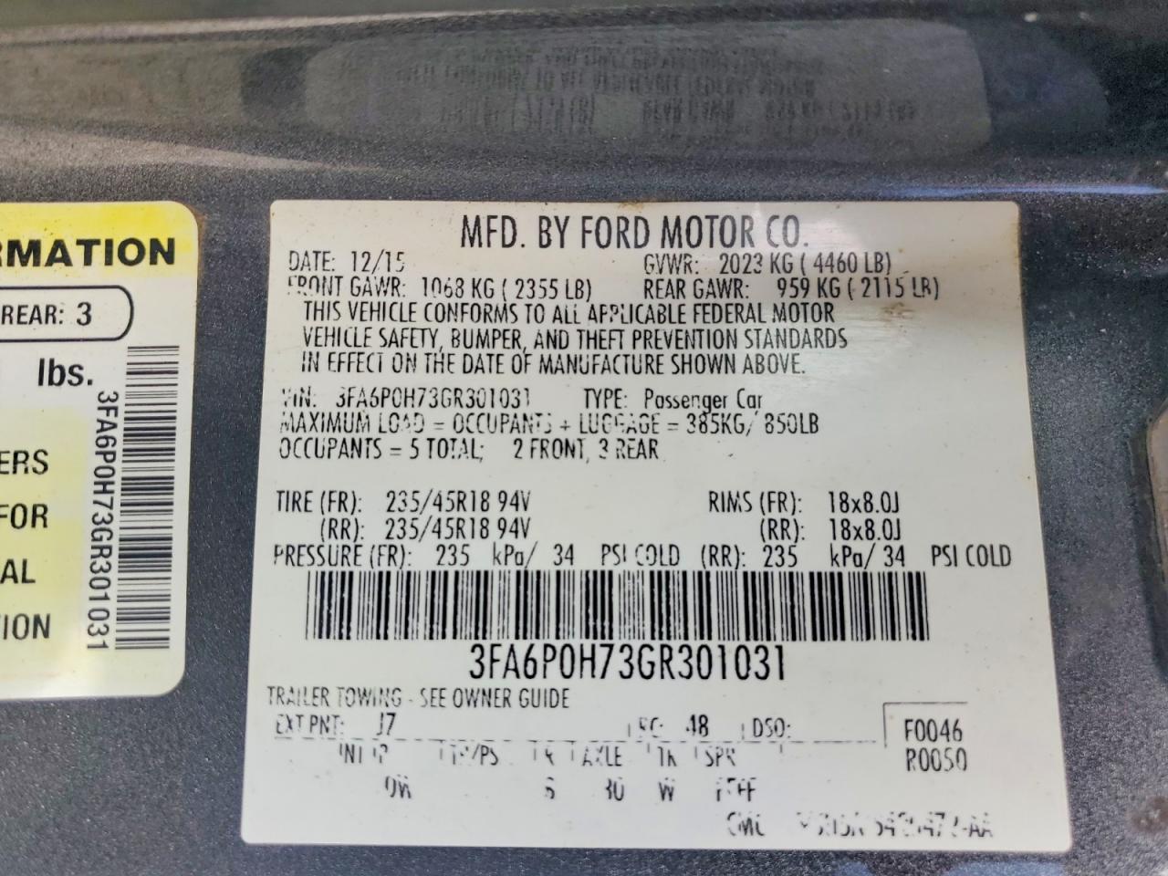 2016 FORD FUSION