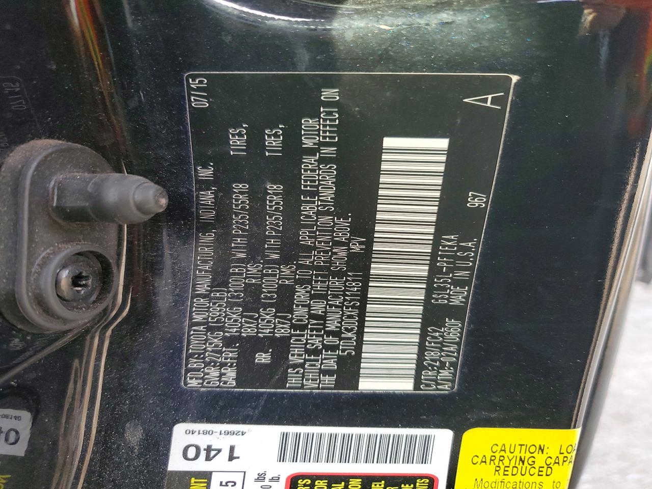 2015 TOYOTA SIENNA