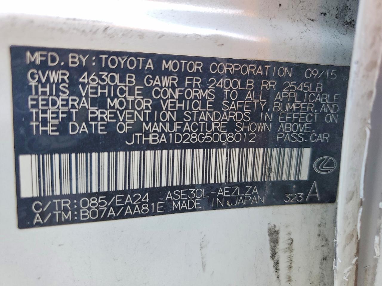 2016 LEXUS IS