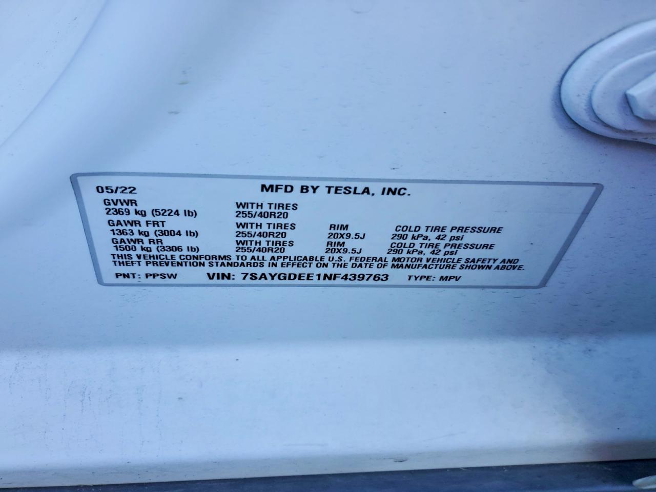 2022 TESLA MODEL Y