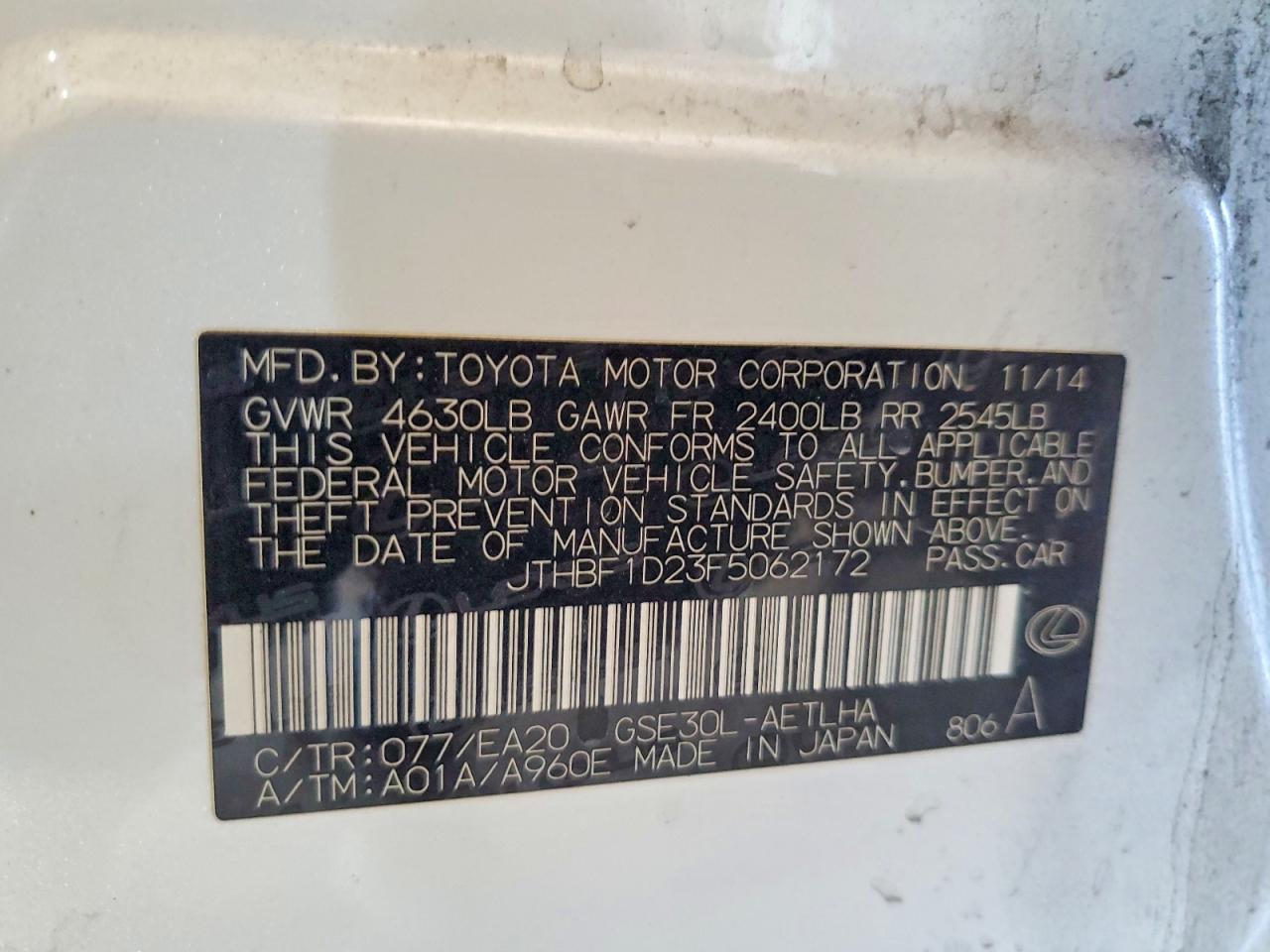 2015 LEXUS IS