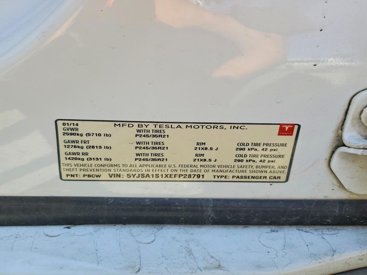 2014 TESLA MODEL S