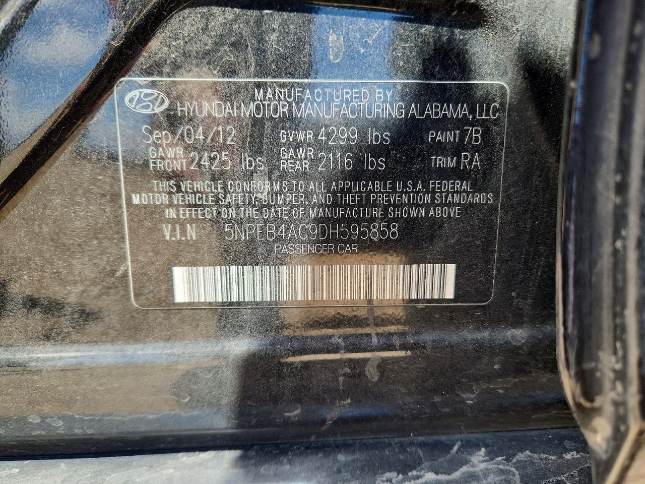 2013 HYUNDAI SONATA