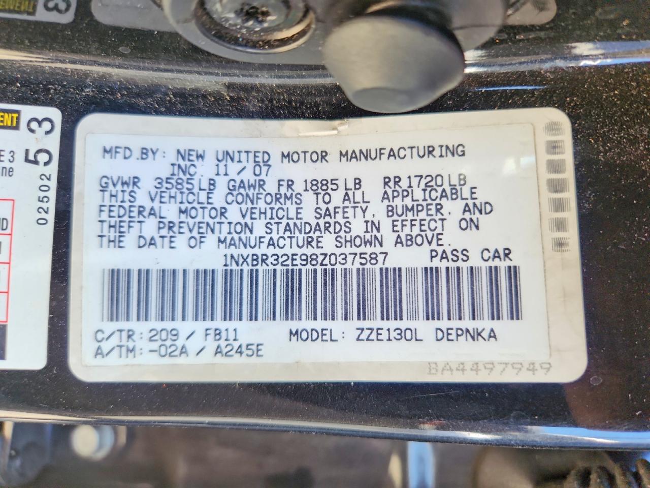 2008 TOYOTA COROLLA